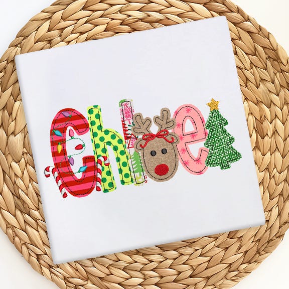 Christmas Alphabet Embellishment Kit 1 | Machine Embroidery Designs by JuJu