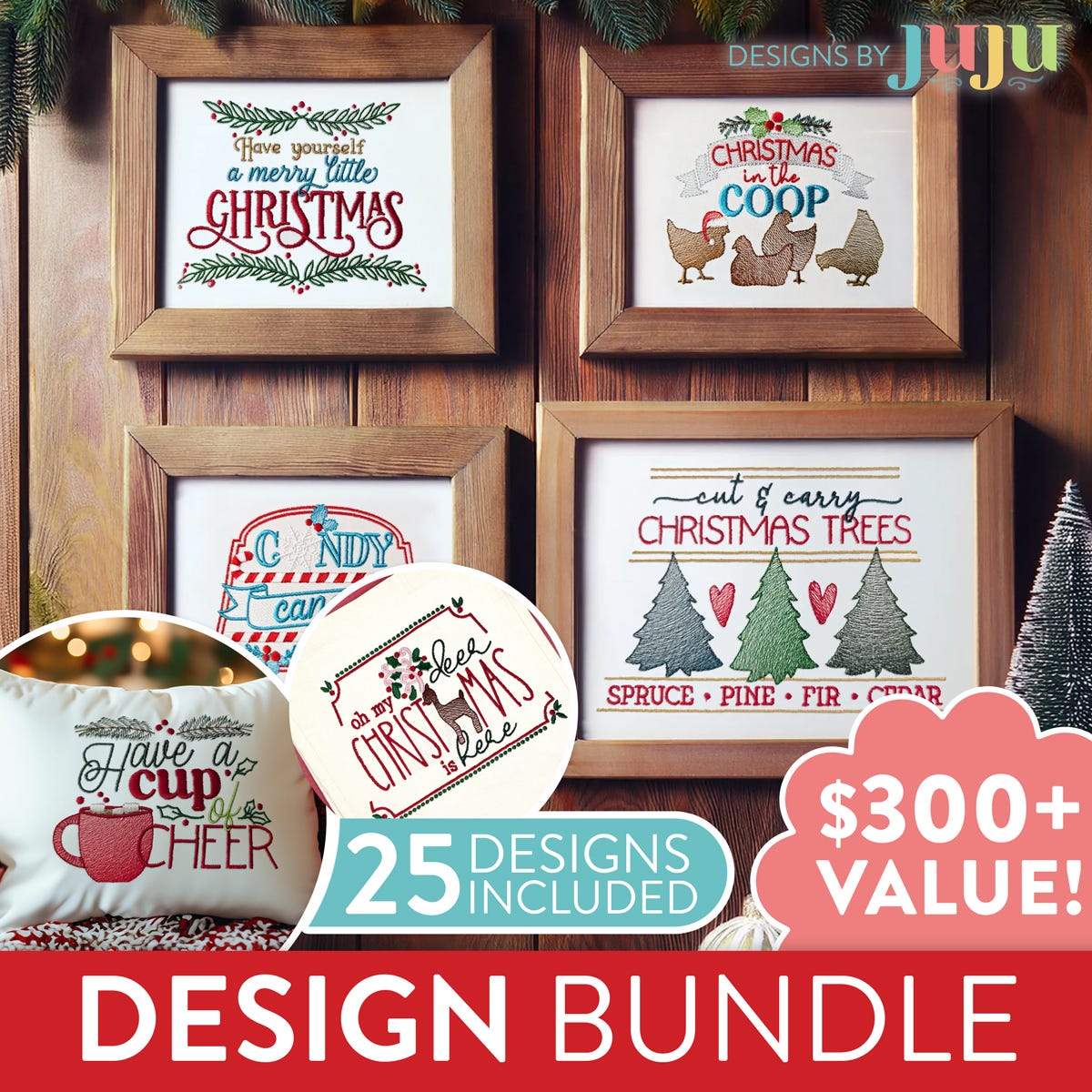 Farm Fresh Christmas Embroidery Designs Bundle