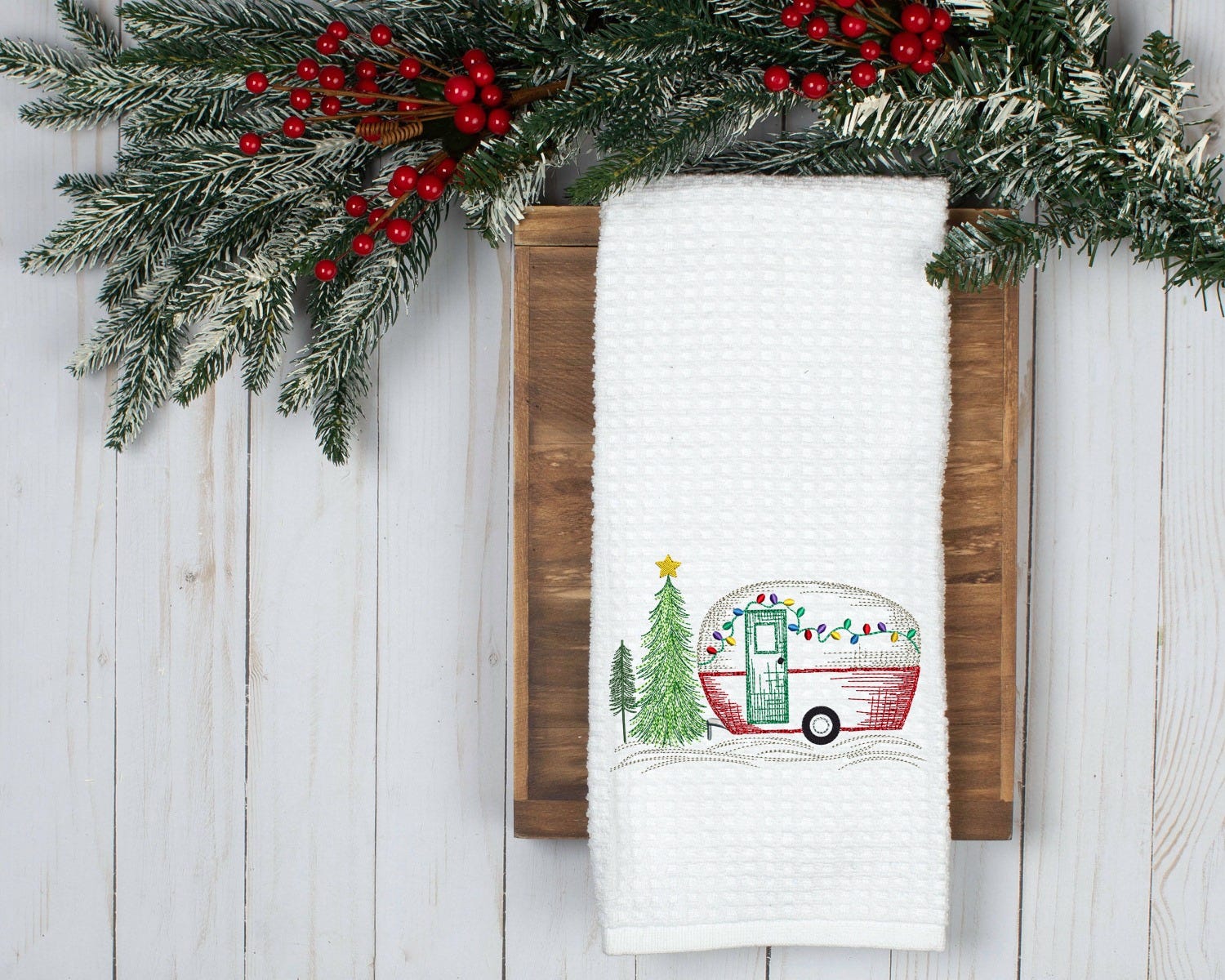 Christmas Camper Vintage Sketch | Machine Embroidery Designs by JuJu