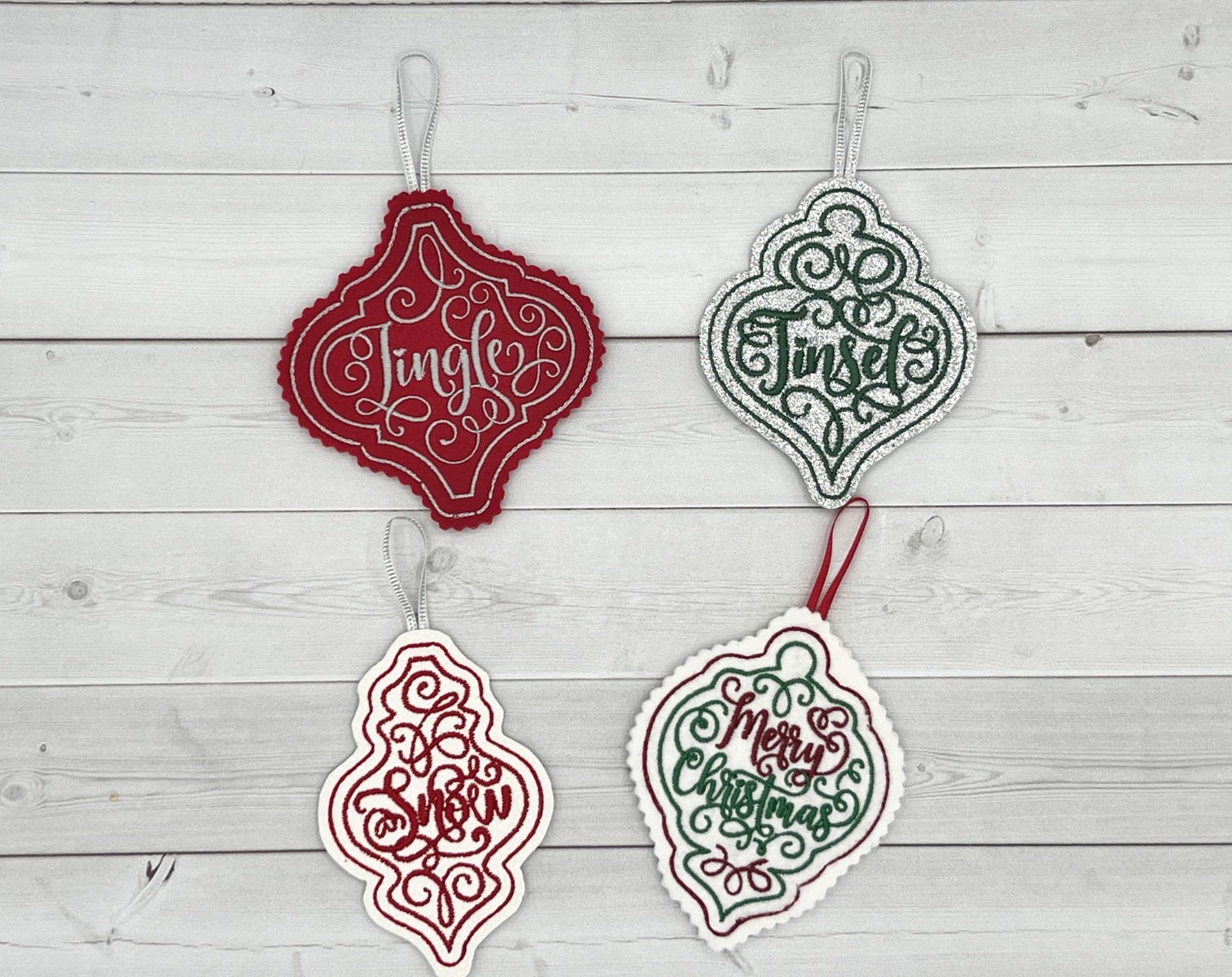 ITH Christmas Ornaments Words 1 | Machine Embroidery Designs by JuJu