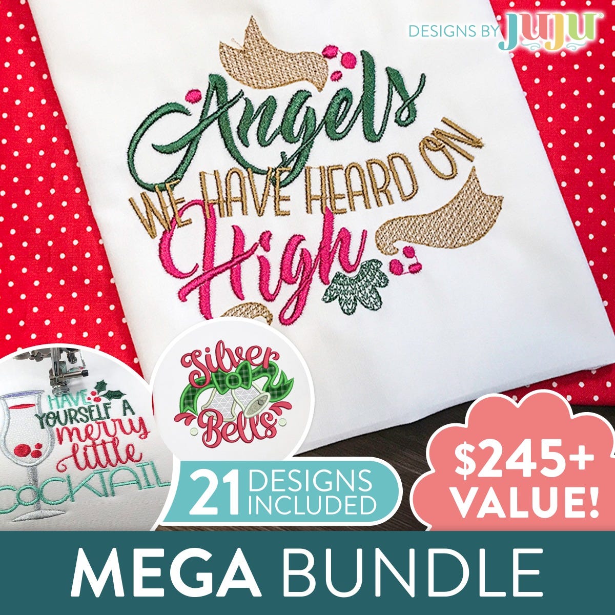 Christmas Word Art Embroidery Designs Mega Bundle