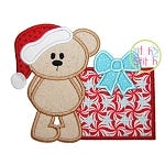 Christmas Bear Present Applique | Machine Embroidery Designs by JuJu