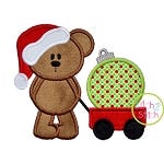 Christmas Bear Wagon Ornament Applique | Machine Embroidery Designs by JuJu