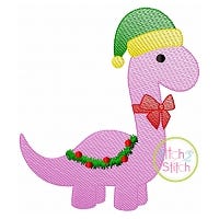 Christmas Brontosaurus Sketch | Machine Embroidery Designs by JuJu