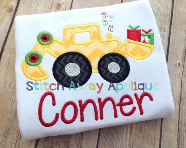 Christmas Digger | Machine Embroidery Designs by JuJu/ Stitch Away Applique 