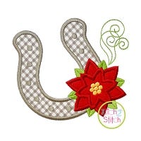 Christmas Horseshoe Applique | Machine Embroidery Designs by JuJu