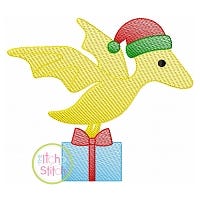 Christmas Pterodactyl Sketch | Machine Embroidery Designs by JuJu