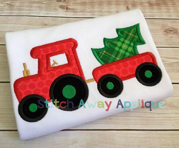 Christmas Tractor | Machine Embroidery Designs by JuJu/ Stitch Away Applique 