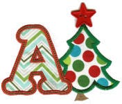 Christmas Tree Alphabet Applique Machine Embroidery Designs by JuJu 