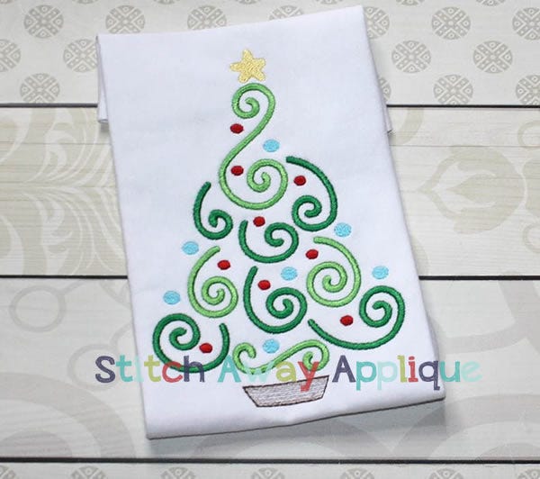 Christmas Swirly Tree | Machine Embroidery Designs by JuJu/ Stitch Away Applique 