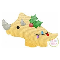 Christmas Triceratops Sketch | Machine Embroidery Designs by JuJu