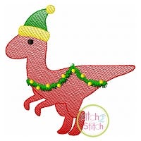 Christmas Velociraptor Sketch | Machine Embroidery Designs by JuJu