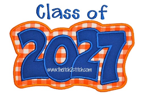 Class of 2027 Double Applique | Machine Embroidery Designs by JuJu