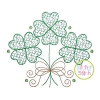Clover Trio with Bow Motif Embroidery Design | Machine Embroidery Designs by JuJu