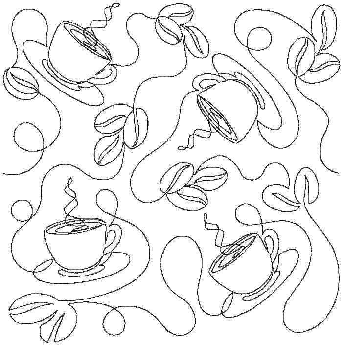 Coffee End-to-End Quilting | Machine Embroidery Designs by JuJu