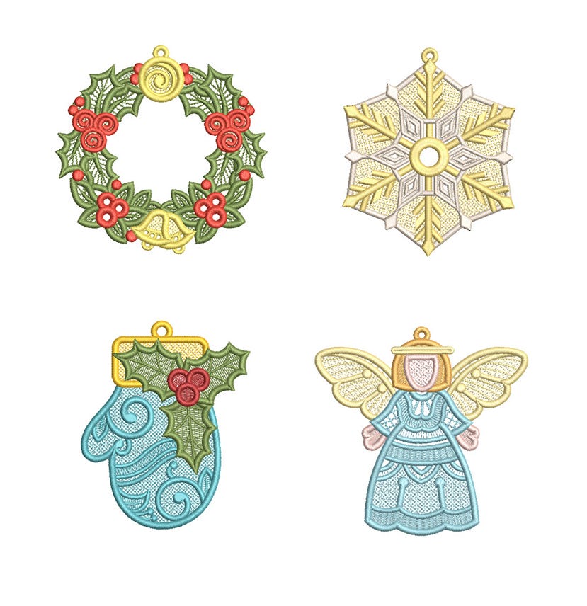 Free Standing Lace Christmas 2 Machine Embroidery Designs by JuJu
