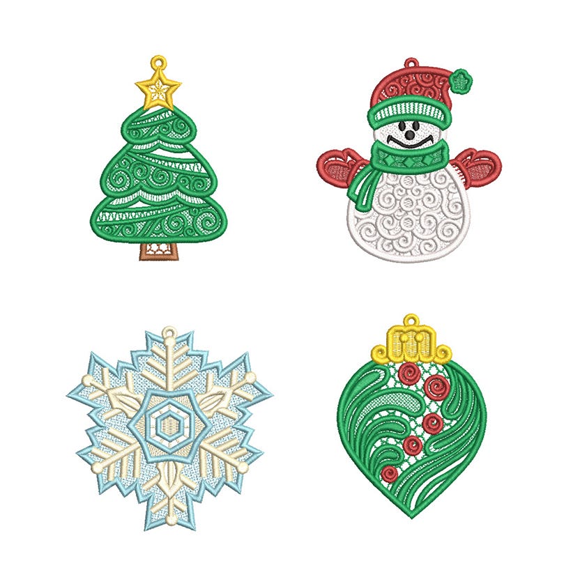 Free Standing Lace Christmas 4 Machine Embroidery Designs by JuJu