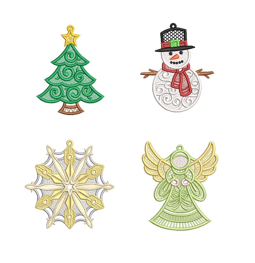 Free Standing Lace Christmas 3 Machine Embroidery Designs by JuJu