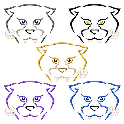 Cougar Mascot Embroidery | Machine Embroidery Designs by JuJu