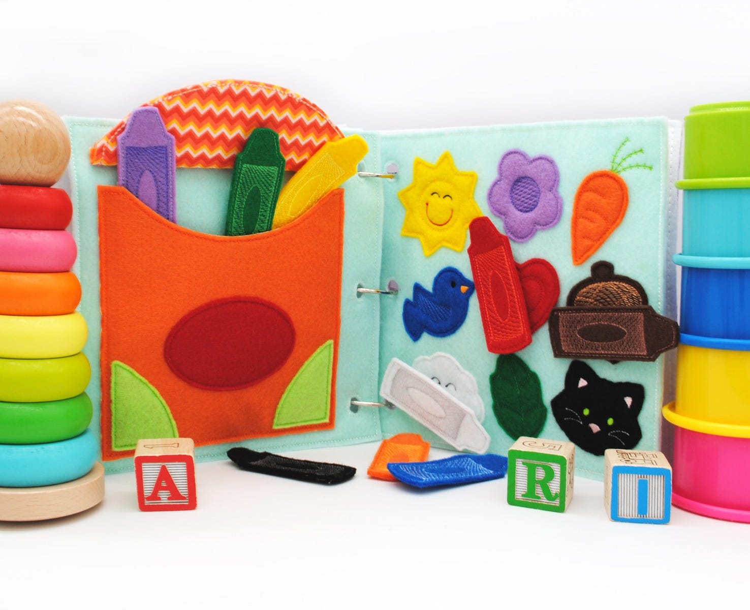 Busy Book Page Crayons Coloring Deluxe | Machine Embroidery Designs by JuJu