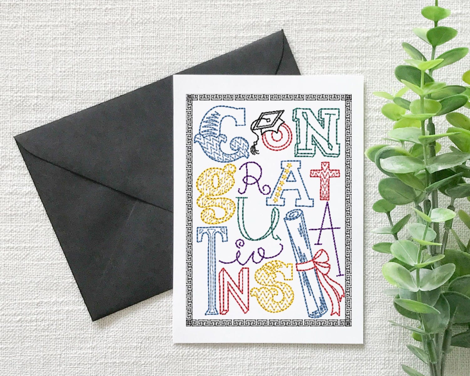 Graduation Greeting Cards Set 3 | Machine Embroidery Designs by JuJu