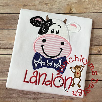 Cow Boy Applique | Machine Embroidery Designs by JuJu