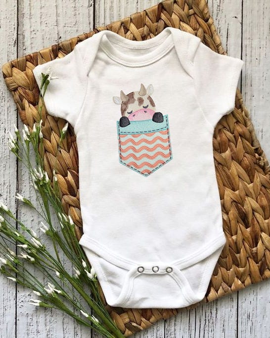Pocket Cow | Machine Embroidery Designs by JuJu