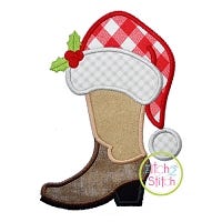 Cowboy Boot Santa Hat Applique | Machine Embroidery Designs by JuJu