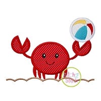 Crab Beach Ball Sand Applique | Machine Embroidery Designs by JuJu