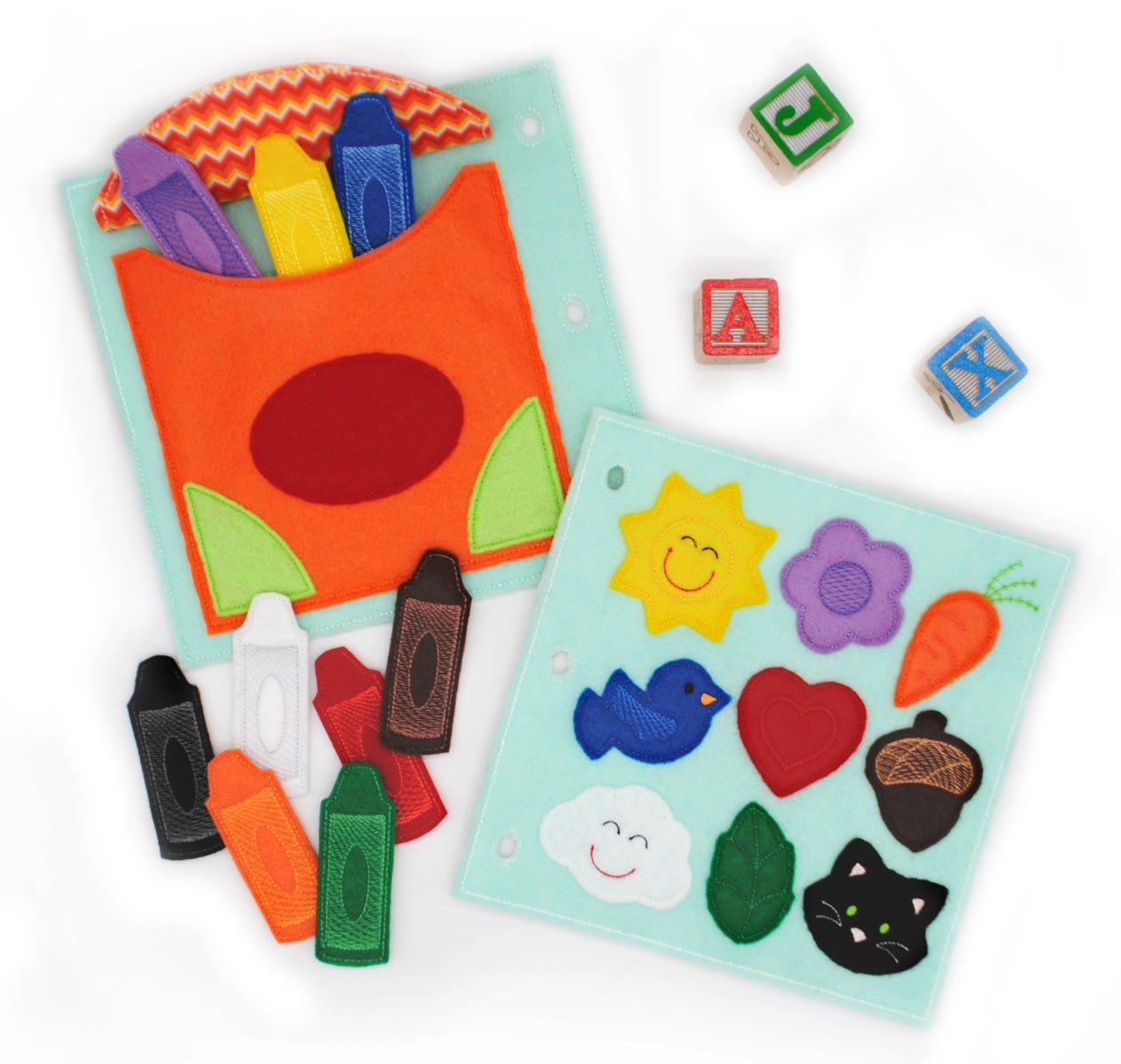 Busy Book Page Crayons Coloring Deluxe | Machine Embroidery Designs by JuJu 