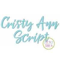 Cristy Ann Script Embroidery Font | Machine Embroidery Designs by JuJu
