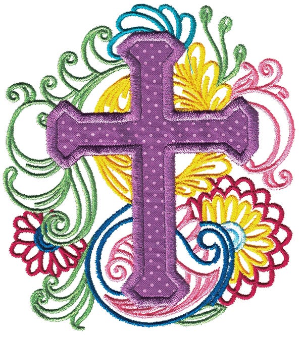 Ornate Mehndi Applique Crosses Machine Embroidery Designs by JuJu