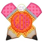 Crossed Pencil Monogram Applique | Machine Embroidery Designs by JuJu