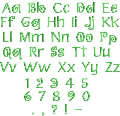 Curly Q Embroidery Font