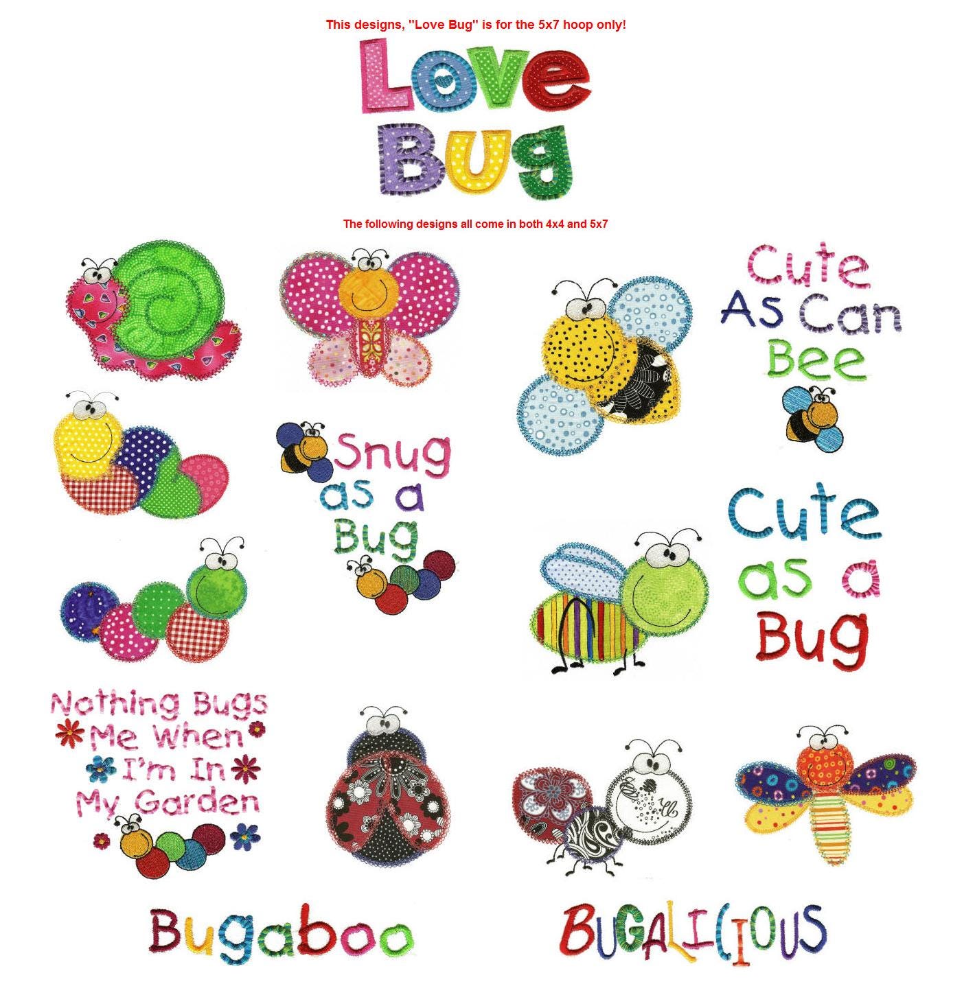 Bugalicious Applique Machine Embroidery Designs by JuJu 