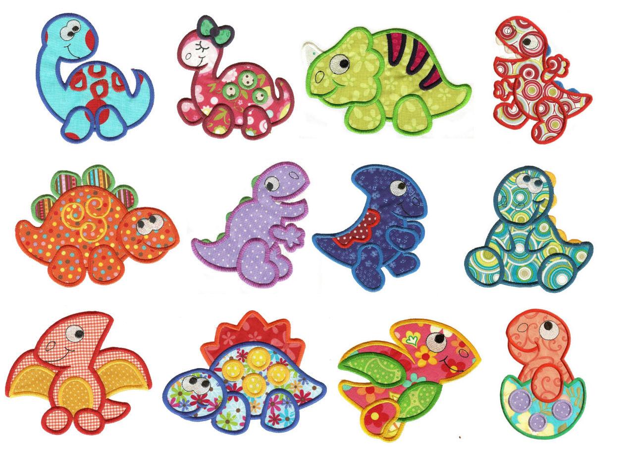 Dino Crossing Applique Machine Embroidery Designs by JuJu 