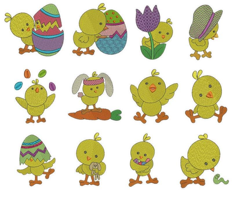 Little Easter Chickies filled Machine Embroidery Designs by JuJu