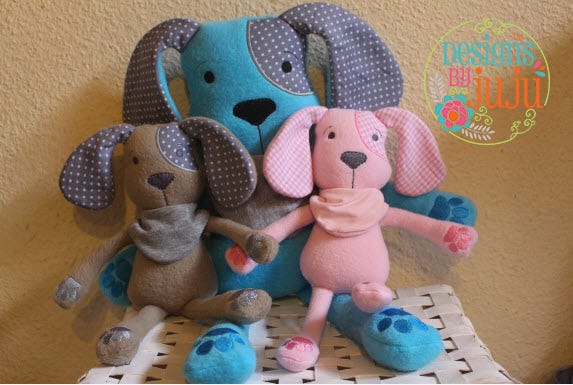 Cute Dog Softie | Machine Embroidery Designs by JuJu