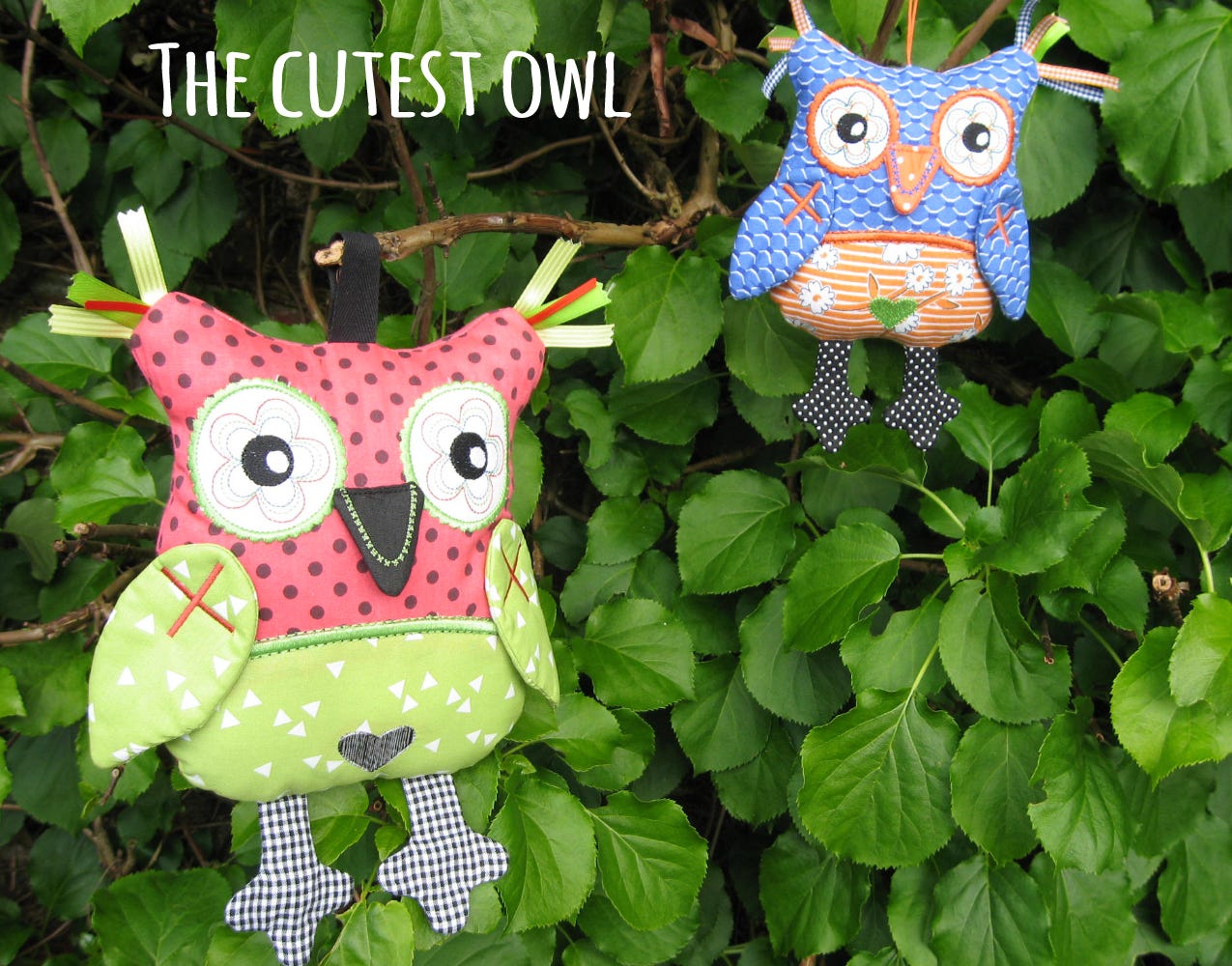 Cutest Owl Softie | Machine Embroidery Designs by JuJu