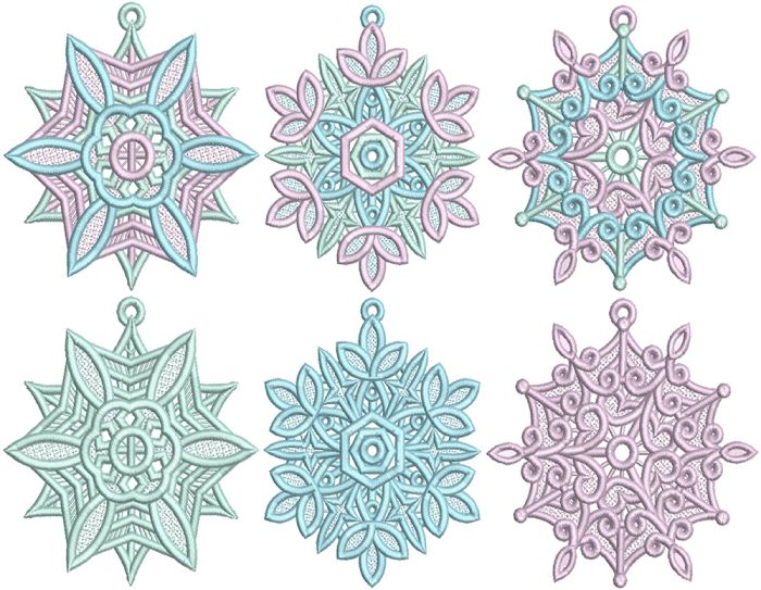 Free Standing Lace Snowflakes 1 | Machine Embroidery Designs by JuJu