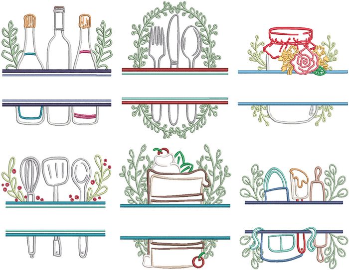 Split Kitchen | Machine Embroidery Designs by JuJu