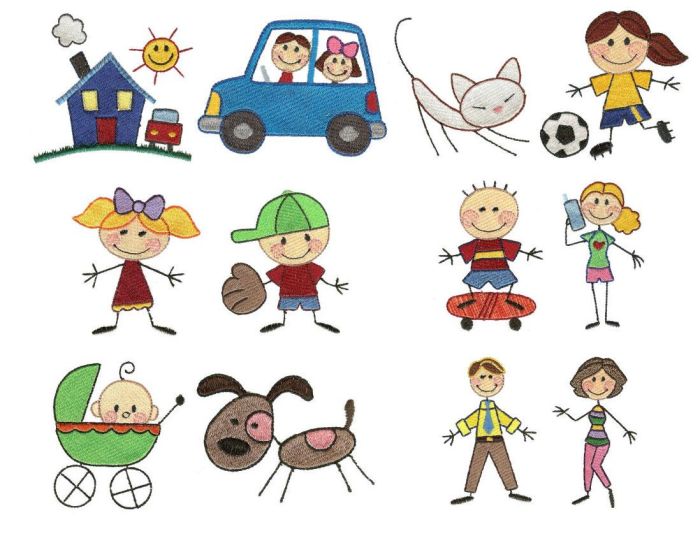 Meet the Stix Family Machine Embroidery Designs by JuJu