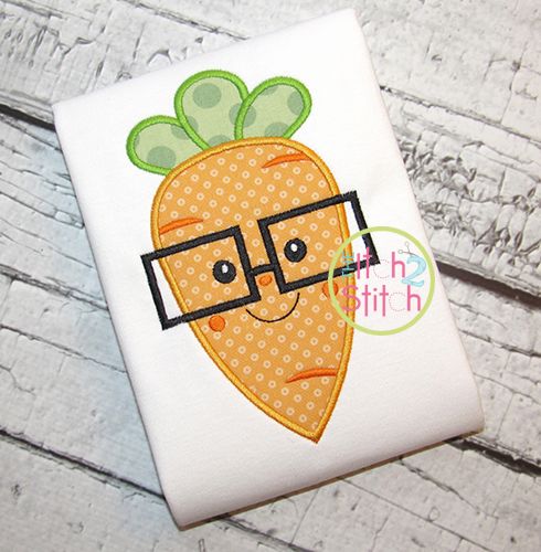 Carrot Glasses Boy Applique | Machine Embroidery Designs by JuJu