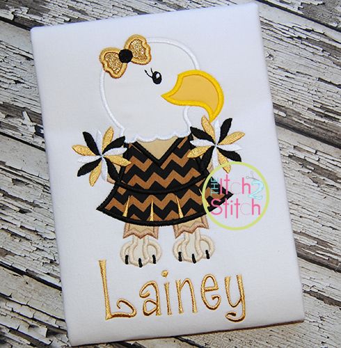 Eagle Cheer Applique | Machine Embroidery Designs by JuJu