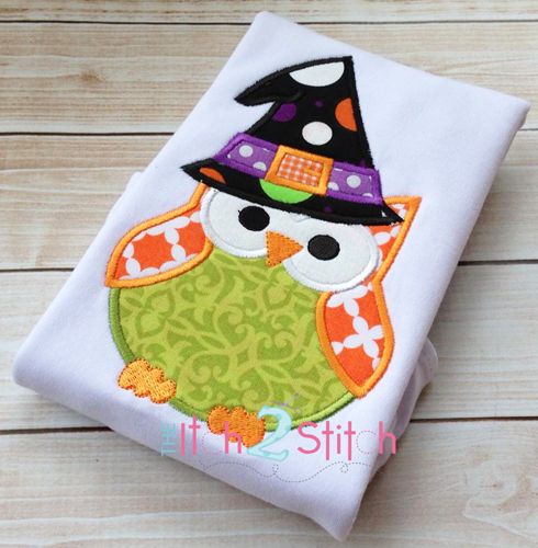 Halloween Owl Witch Applique | Machine Embroidery Designs by JuJu