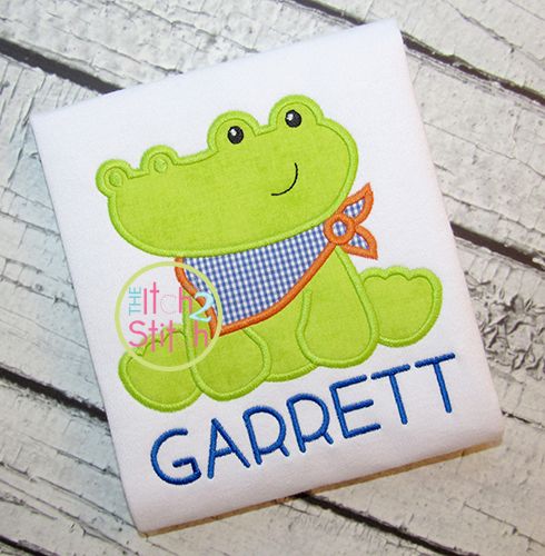 Sitting Gator Mascot Applique | Machine Embroidery Designs by JuJu