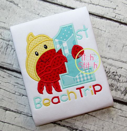 First Beach Trip Applique | Machine Embroidery Designs by JuJu