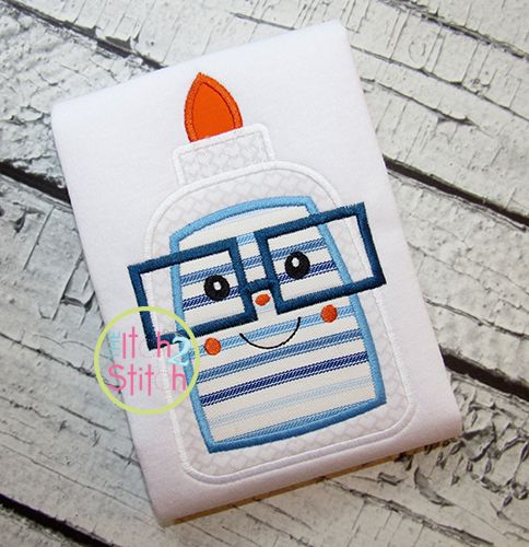 Glue Bottle Glasses Boy Applique | Machine Embroidery Designs by JuJu
