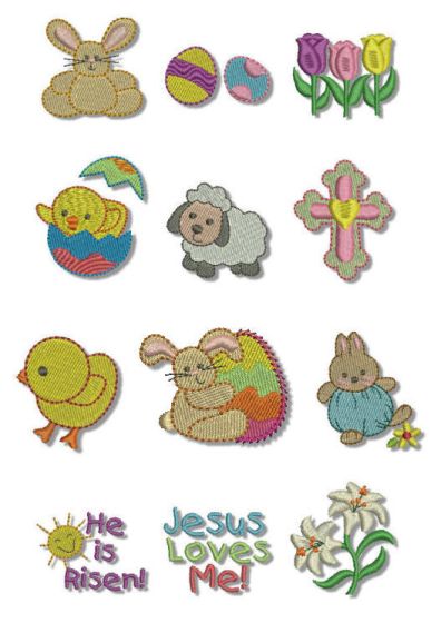 Itty Bitty Easter Machine Embroidery Designs by JuJu