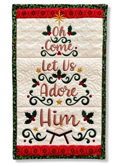 ITH Oh Come Let Us Adore Him Wall Hanging | Machine Embroidery Designs by JuJu